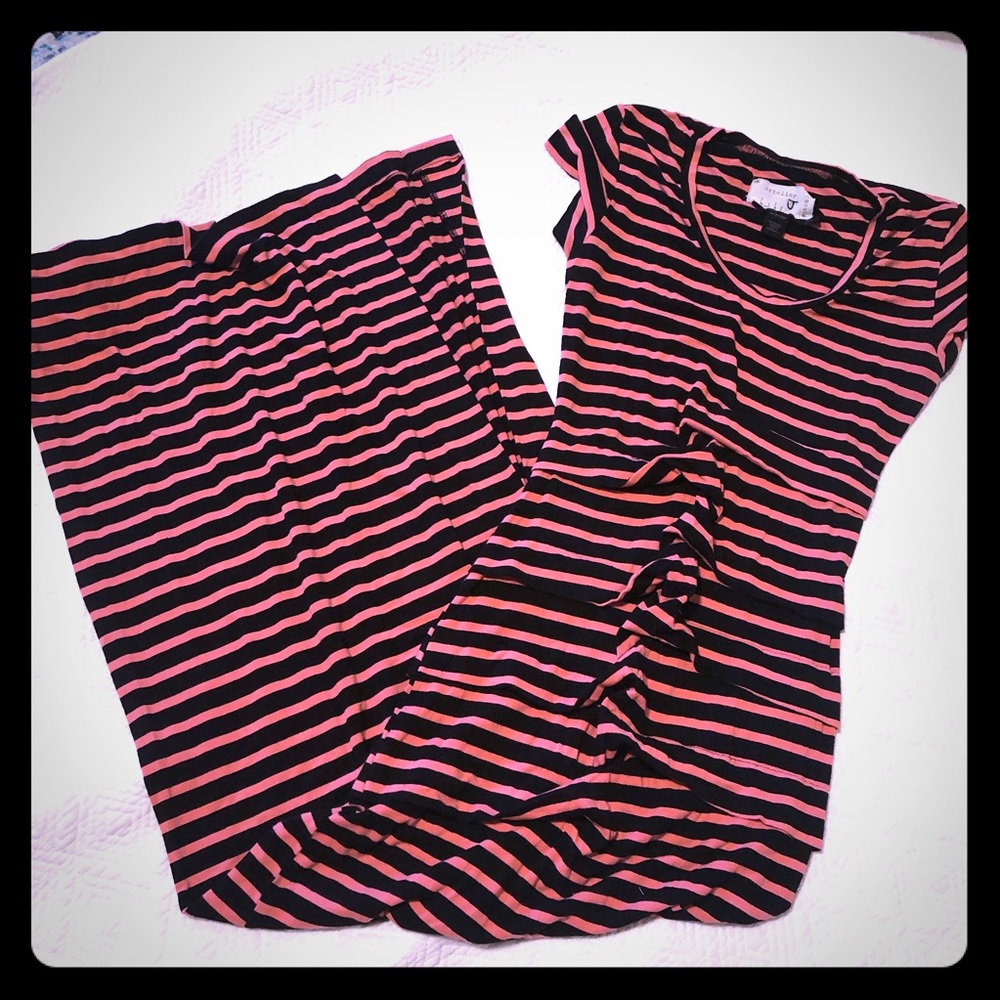Nicole Miller artelier pink black stripe  dress